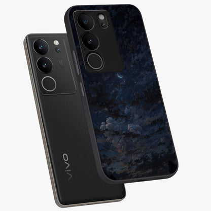 Lunar Veil Silence Glass Case displayed in angled mockup highlighting soft lunar design with peaceful celestial aesthetic.