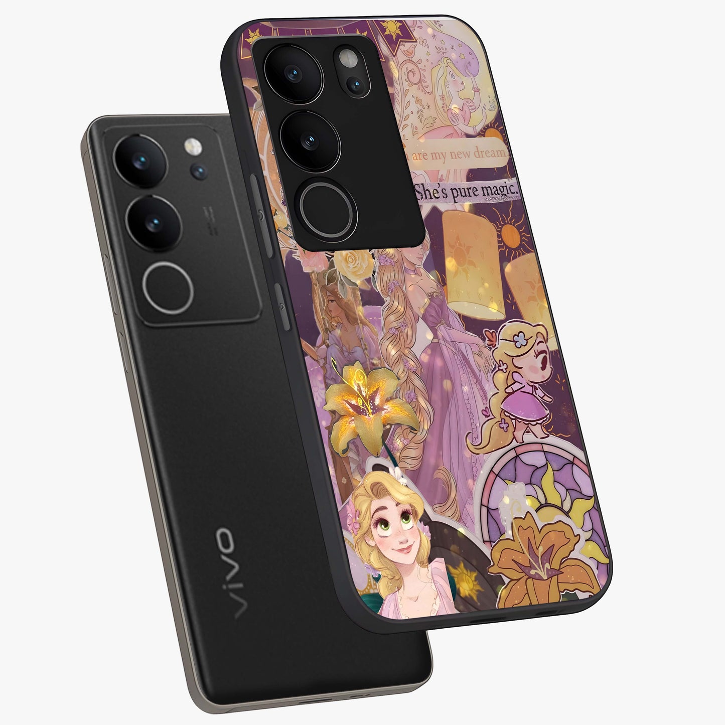 Magical Tangled Dream Glass Case displayed in angled mockup highlighting whimsical fantasy design with magical aesthetic.