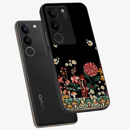 Midnight Bloom Pattern Glass Case displayed in angled mockup highlighting elegant flower design with midnight aesthetic style.