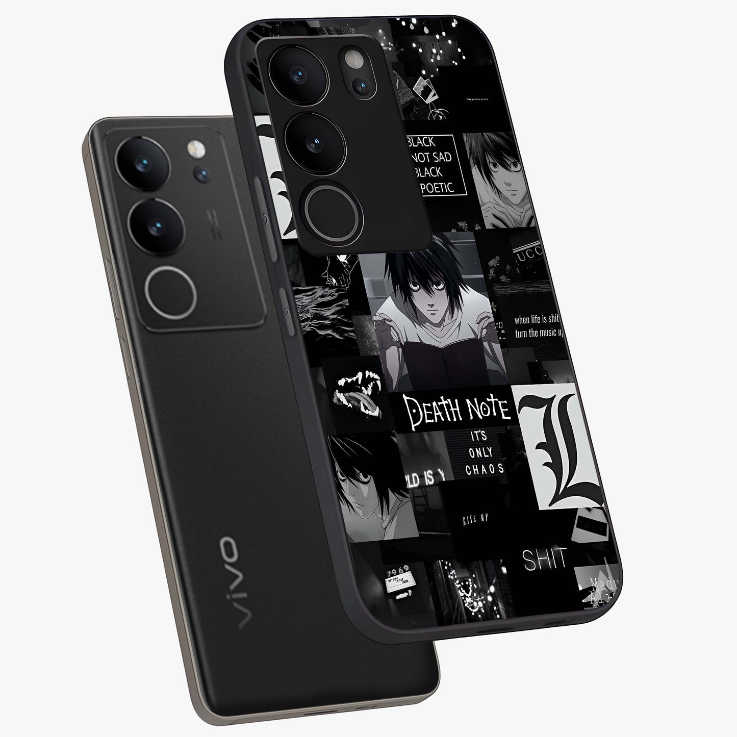 Midnight Chaos Mind Glass Case displayed in angled mockup highlighting chaotic artistic design with dramatic midnight aesthetic.