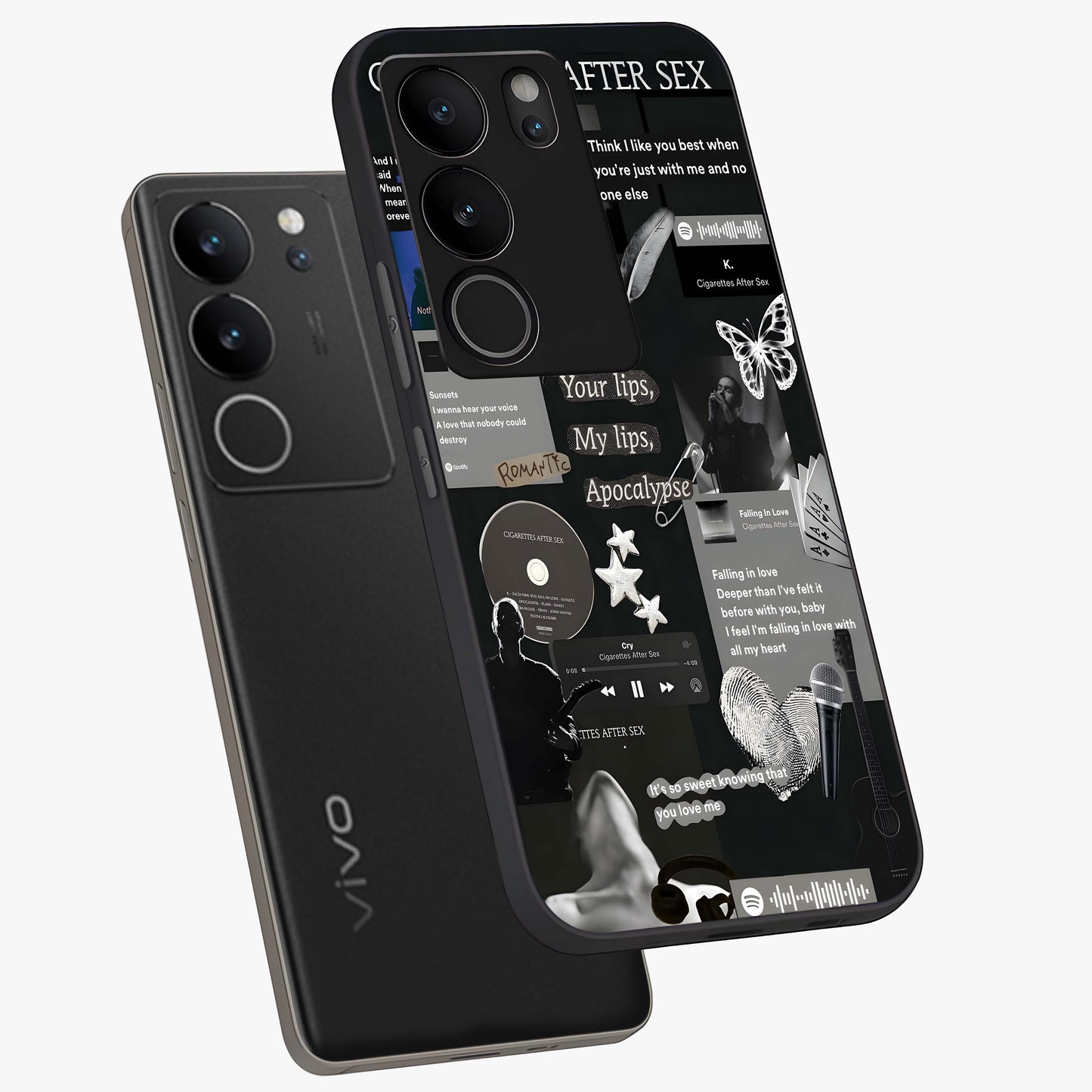 Midnight Love Echo Glass Case displayed in angled mockup highlighting elegant love inspired design with deep aesthetic style.
