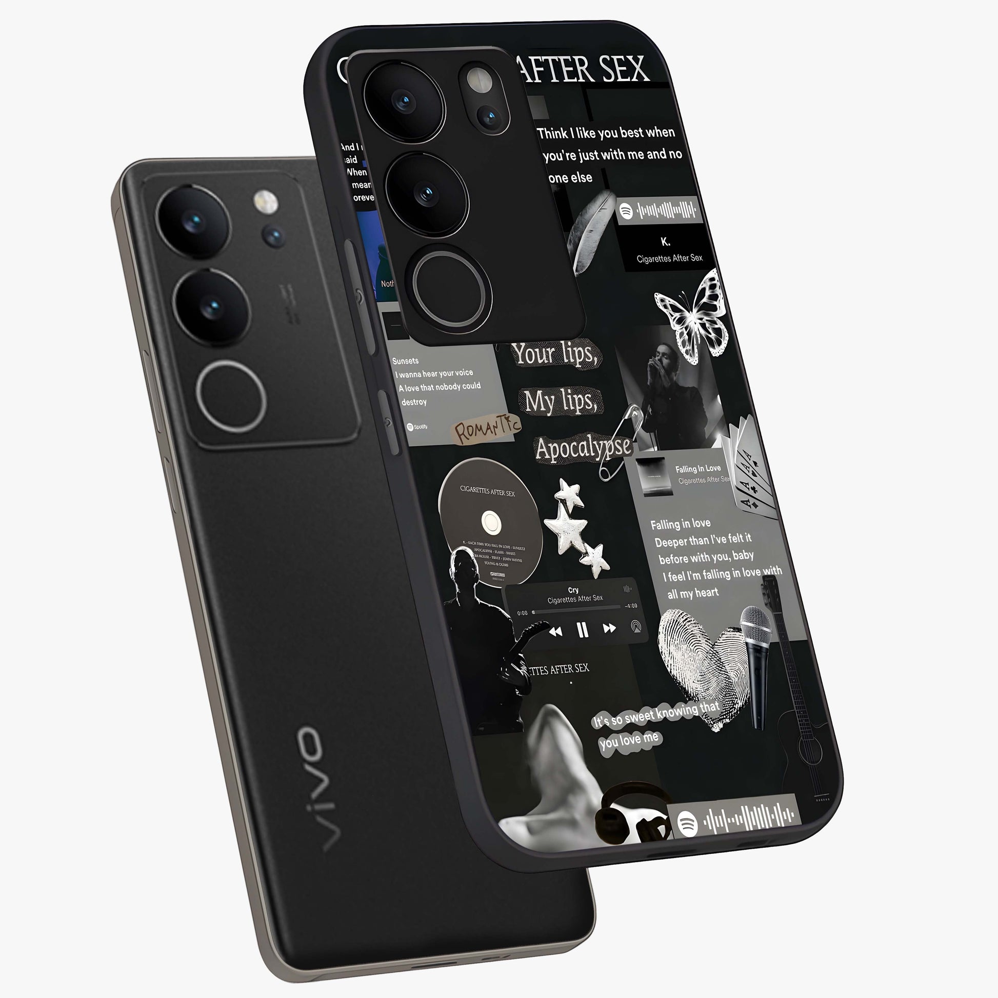Midnight Love Echo Glass Case displayed in angled mockup highlighting elegant love inspired design with deep aesthetic style.