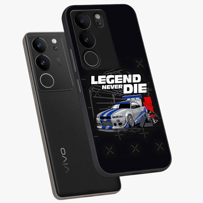 Midnight Racing Legacy Glass Case displayed in angled mockup highlighting dynamic automotive design with bold midnight aesthetic.