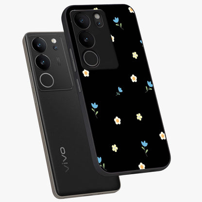 Minimal Petal Whispers Glass Case displayed in angled mockup highlighting delicate petal design with clean minimal aesthetic.