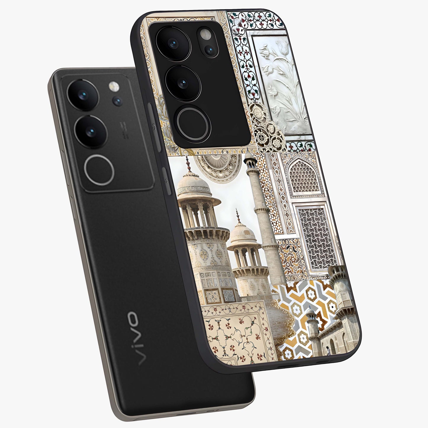 Mughal Marble Legacy Glass Case displayed in angled mockup highlighting elegant heritage marble artwork with royal aesthetic.