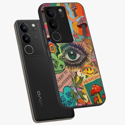 Mystic Eye Wonderland Glass Case displayed in angled mockup highlighting magical eye illustration with dreamy aesthetic.