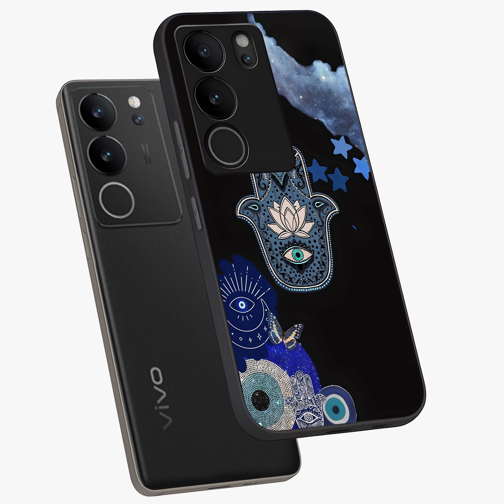 Mystic Hand Aura Glass Case displayed in angled mockup highlighting magical aura design with spiritual aesthetic style.