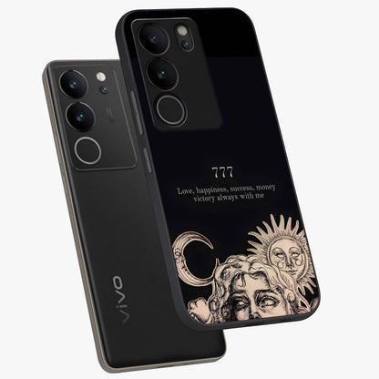 Mystic Victory Aura Glass Case displayed in angled mockup highlighting energetic aura design with bold mystical aesthetic.