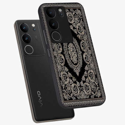 Noir Bloom Elegance Glass Case displayed in angled mockup highlighting refined flower design with stylish noir aesthetic.