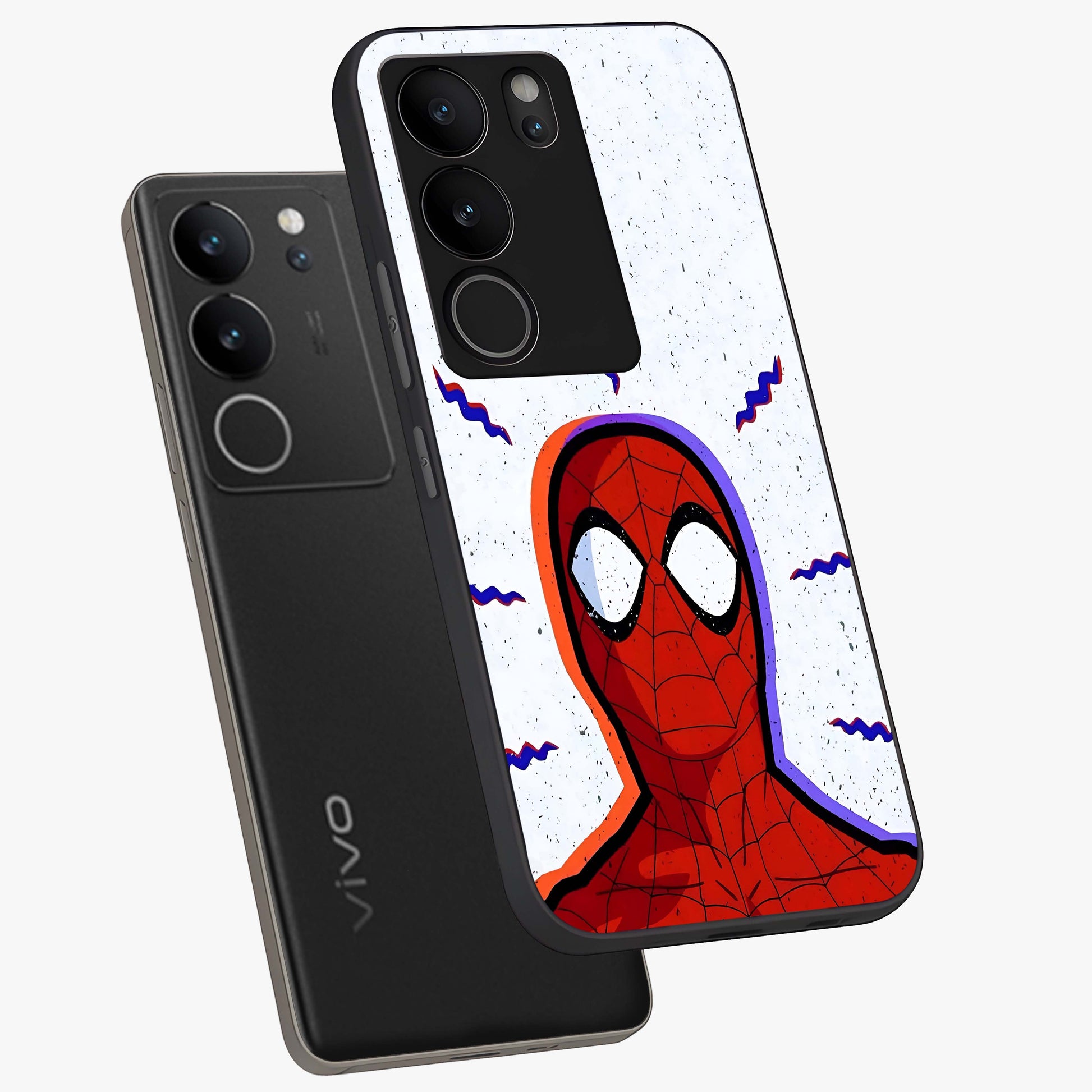 Omg Spiderman Glass Case displayed in angled mockup highlighting dynamic hero illustration with action comic aesthetic.