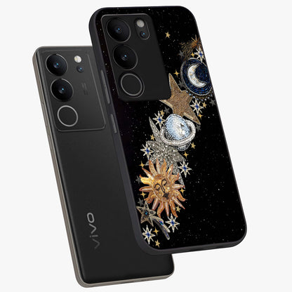 Pearls Universe Object Glass Case displayed in angled mockup highlighting celestial pearl design with dreamy aesthetic.