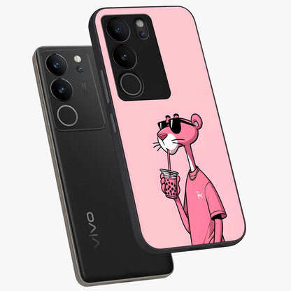 Pink Panther Glass Case displayed in angled mockup highlighting playful cartoon character design with vibrant pink aesthetic.