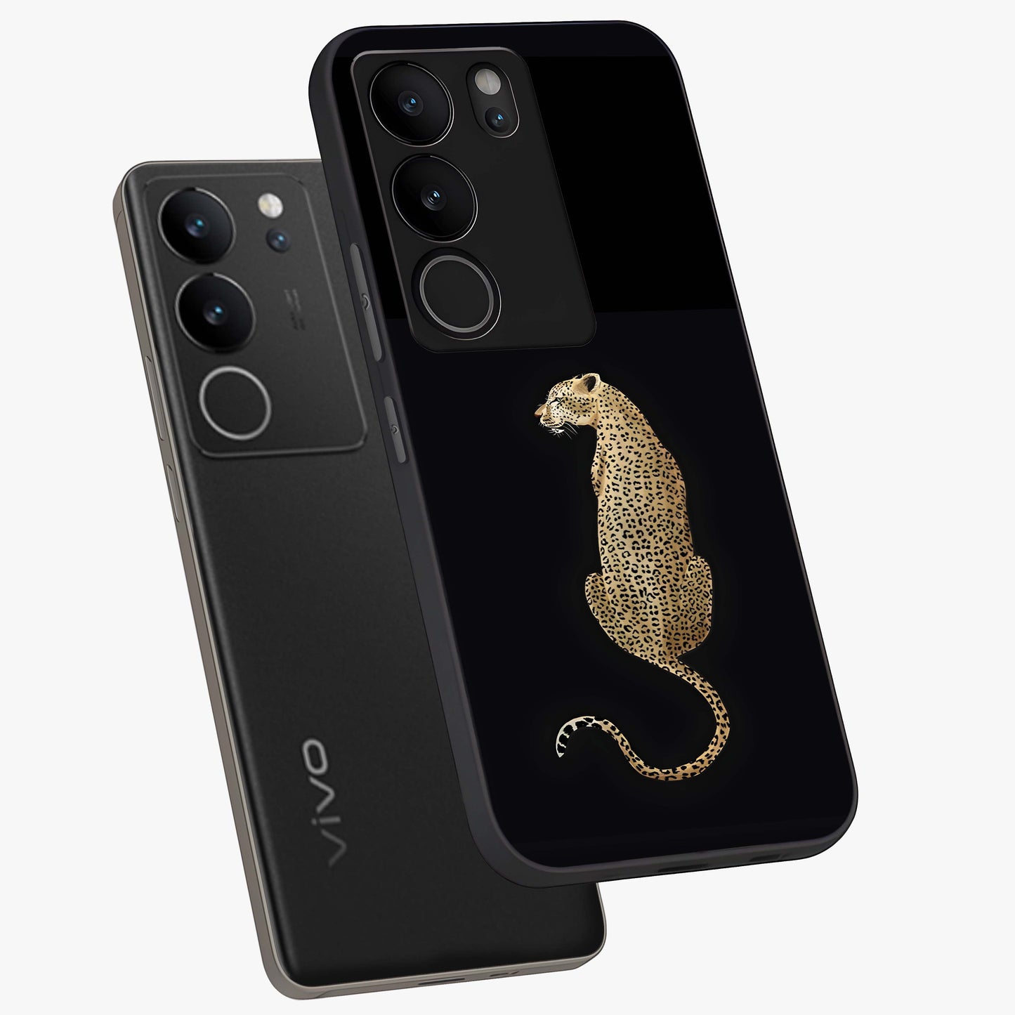 Regal Leopard Glass Case displayed in angled mockup highlighting powerful animal illustration with stylish wild aesthetic.