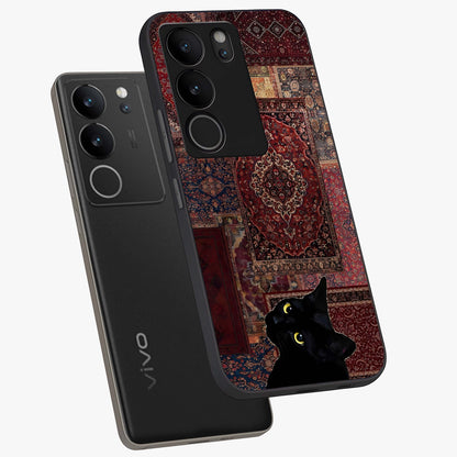 Regal Magic Cat Apple Glass Case displayed in angled mockup highlighting whimsical feline design with fantasy aesthetic.