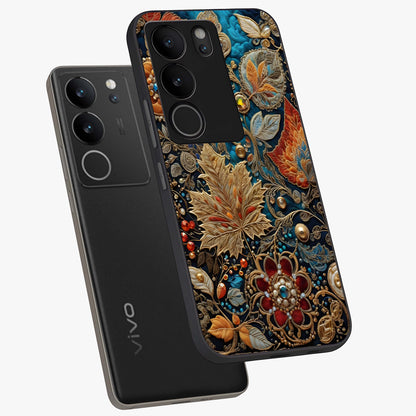 Royal Jewel Garden Glass Case displayed in angled mockup highlighting vibrant jewel inspired floral design with elegant aesthetic.