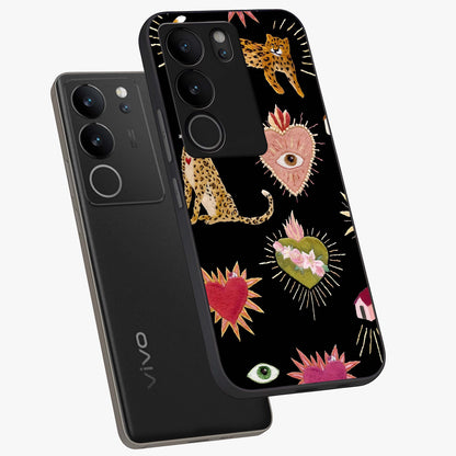 Sacred Jungle Heart Glass Case displayed in angled mockup highlighting lush tropical design with natural aesthetic style.