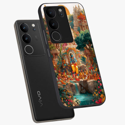 Sacred Sunlight Gods Glass Case displayed in angled mockup highlighting radiant spiritual design with celestial aesthetic.