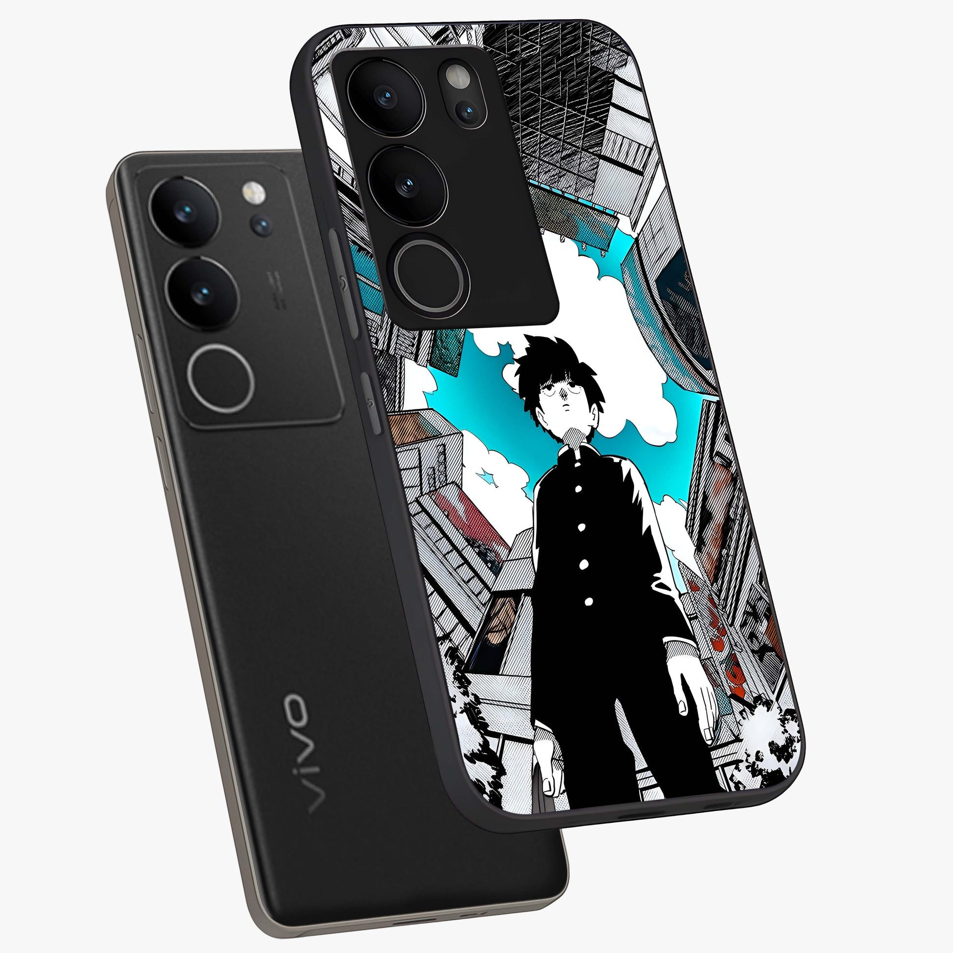 Silent Psychic Awakening Glass Case displayed in angled mockup highlighting spiritual awakening design with cosmic aesthetic.