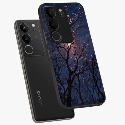 Twilight Sakura Serenade Glass Case displayed in angled mockup highlighting delicate sakura flower design with dreamy aesthetic.