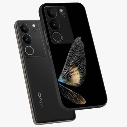 Whispers Of Wings Glass Case displayed in angled mockup highlighting soft feather design with celestial aesthetic style.