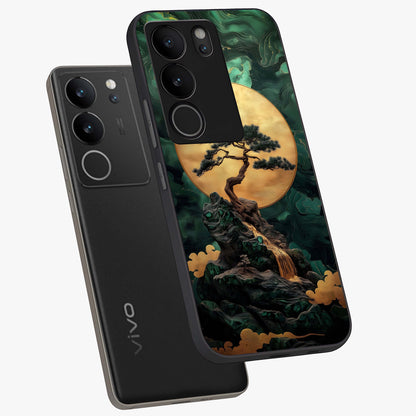 Zen Moon Rise Glass Case displayed in angled mockup highlighting peaceful lunar design with zen aesthetic style.