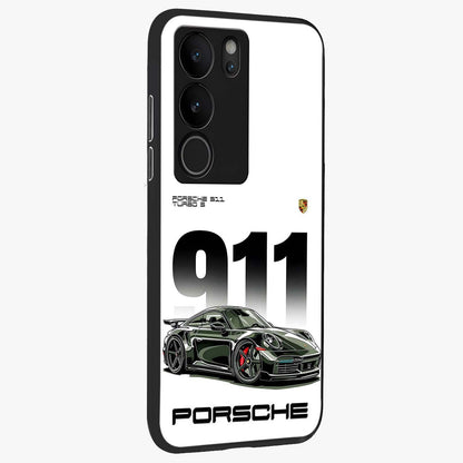 911 Turbo Dominance Glass Case upright perspective showcasing powerful racing design and modern automotive aesthetic.