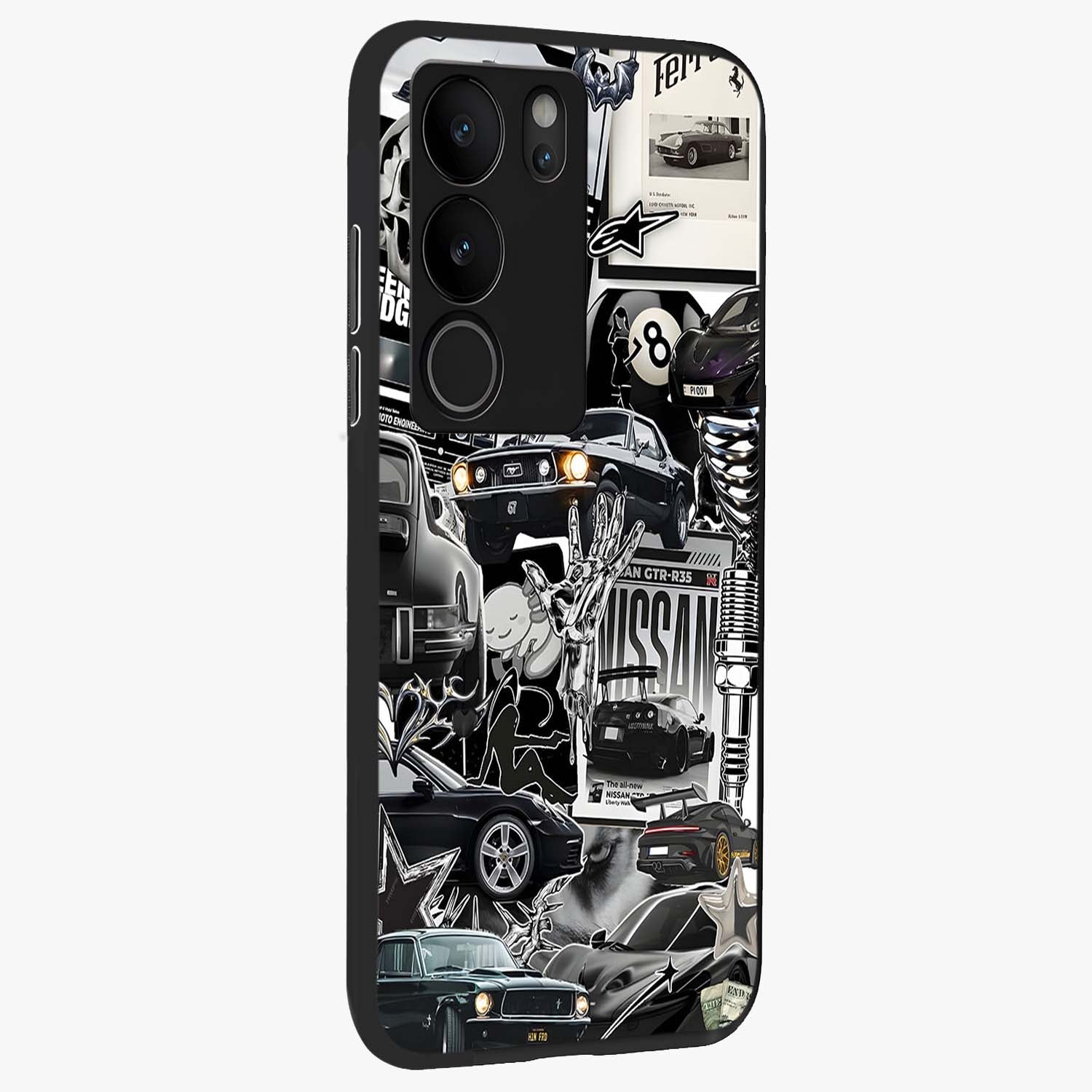 Aesthetic Dark Love Glass Case upright view showcasing dramatic romantic artwork with modern aesthetic style.