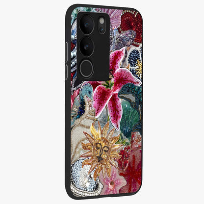 Beaded Garden Fantasy Glass Case upright view showcasing whimsical garden aesthetic with artistic bead details.