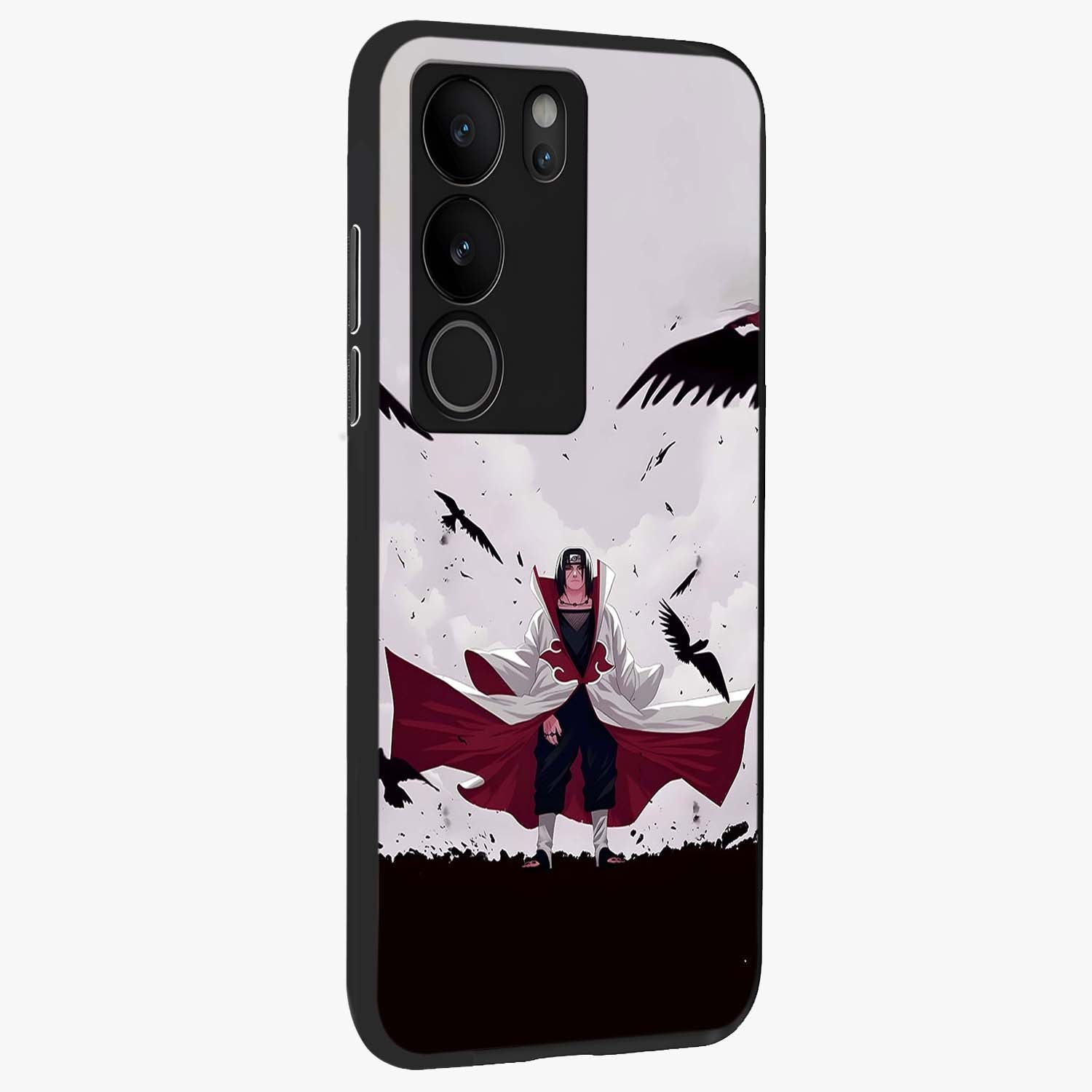 Crimson Crow Ascension Glass Case upright view showcasing dramatic crow artwork with bold gothic theme.