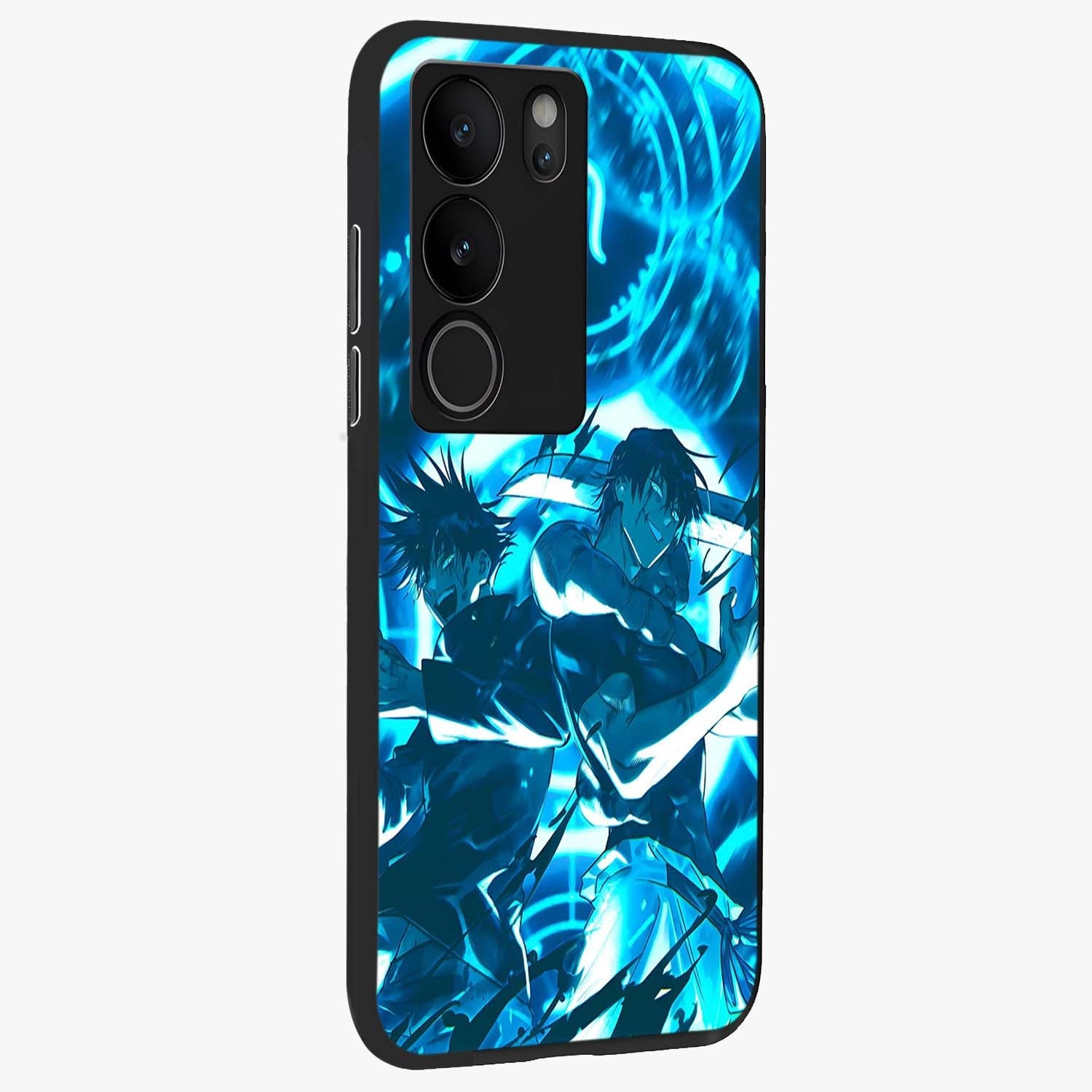 Cursed Energy Clash Glass Case upright view showcasing dramatic clash artwork with bold supernatural theme.
