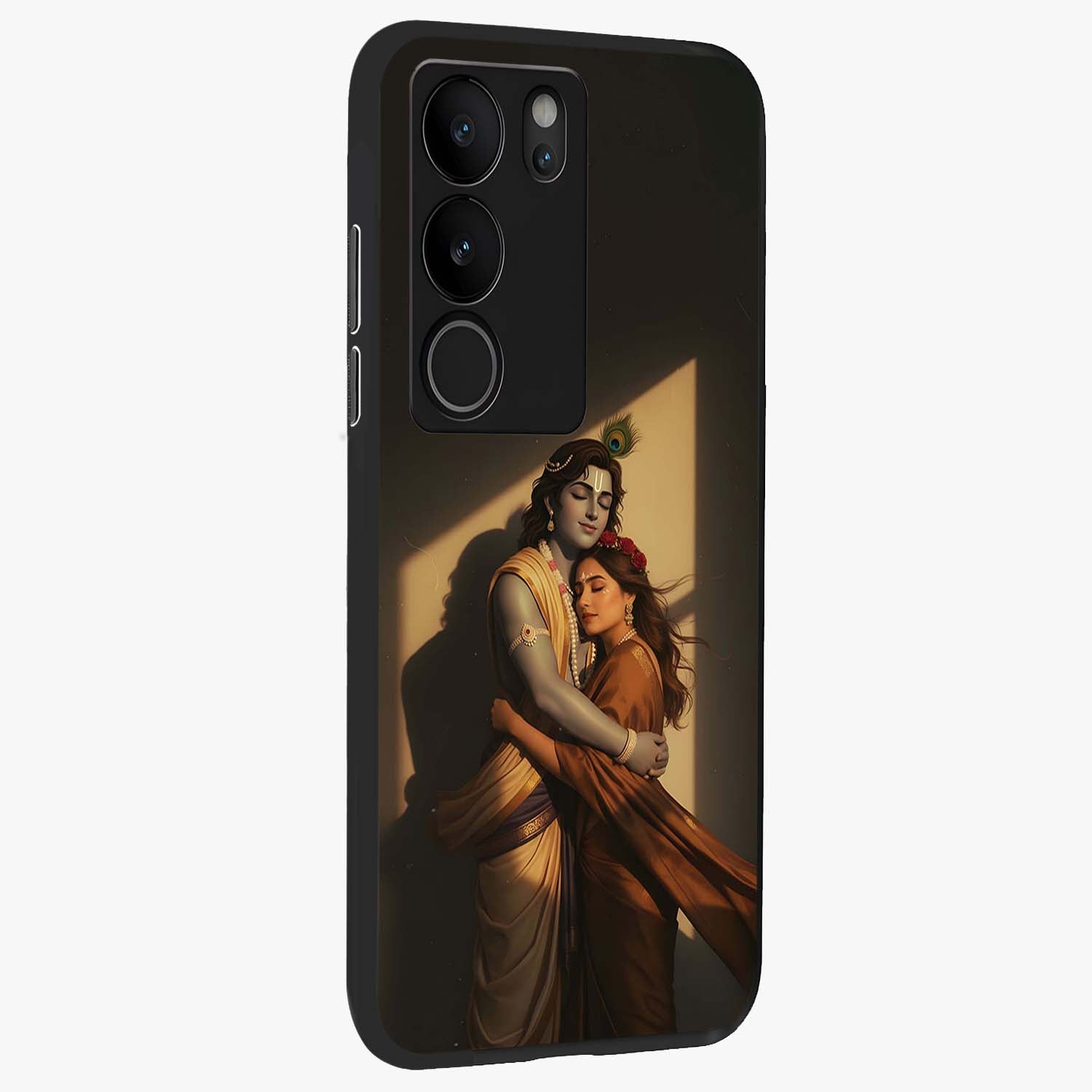 Divine Eternal Love Glass Case upright view showcasing graceful spiritual artwork with eternal love theme.