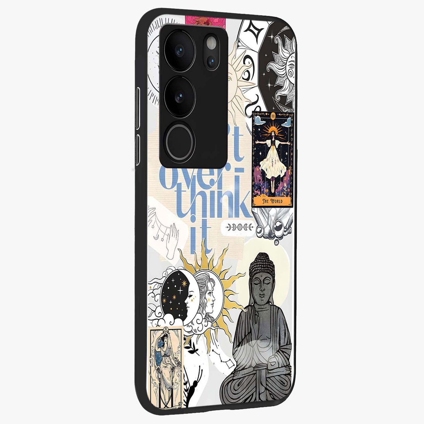 Ethereal Thoughts Glass Case upright view showcasing delicate artistic composition with peaceful dreamy theme.