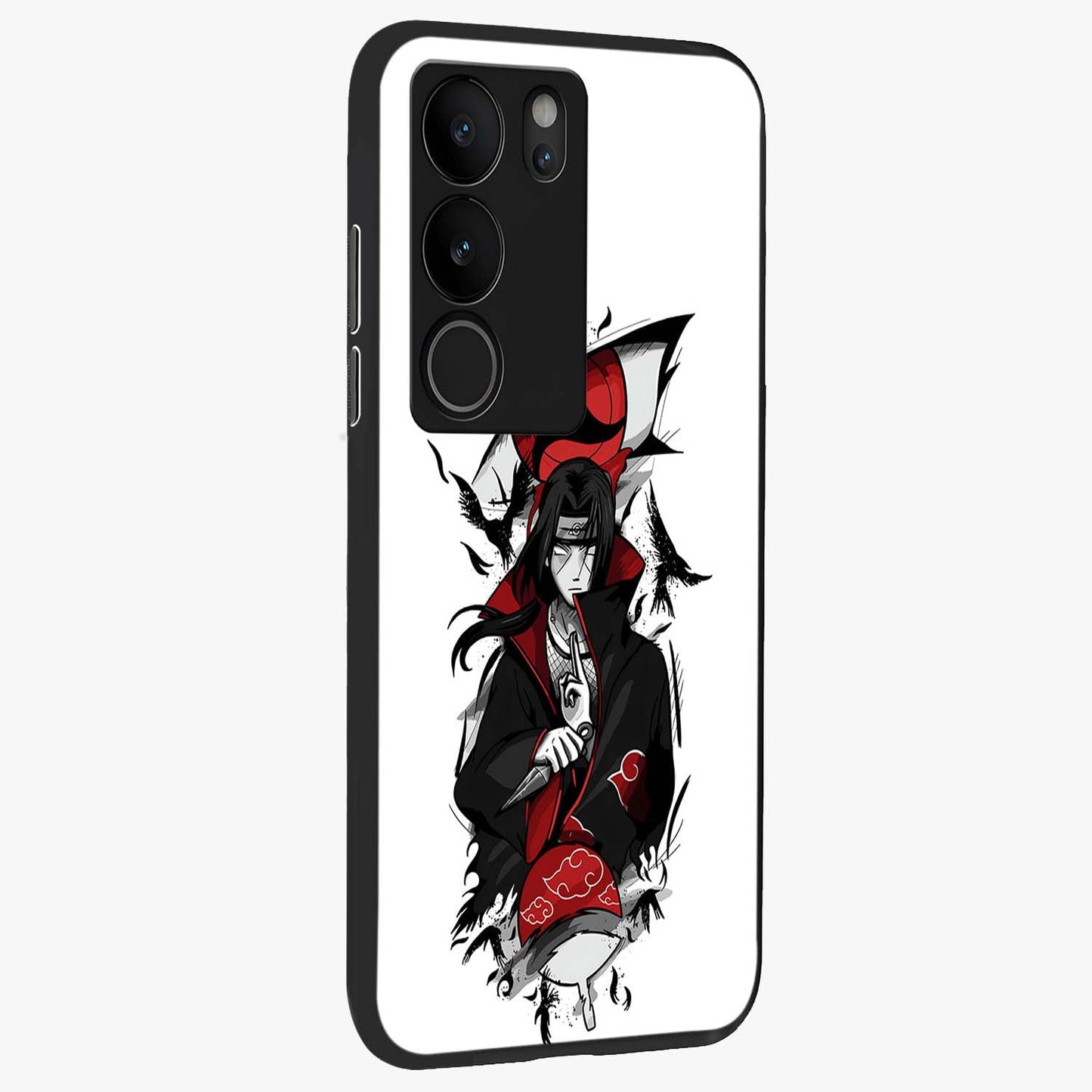 Itachi Limited Edition Naruto Anime Glass Case upright view showcasing intense anime artwork with powerful character theme.