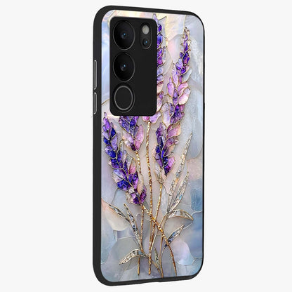 Lavender Dream Glow Glass Case upright view showcasing radiant lavender glow artwork with calming dreamy theme.