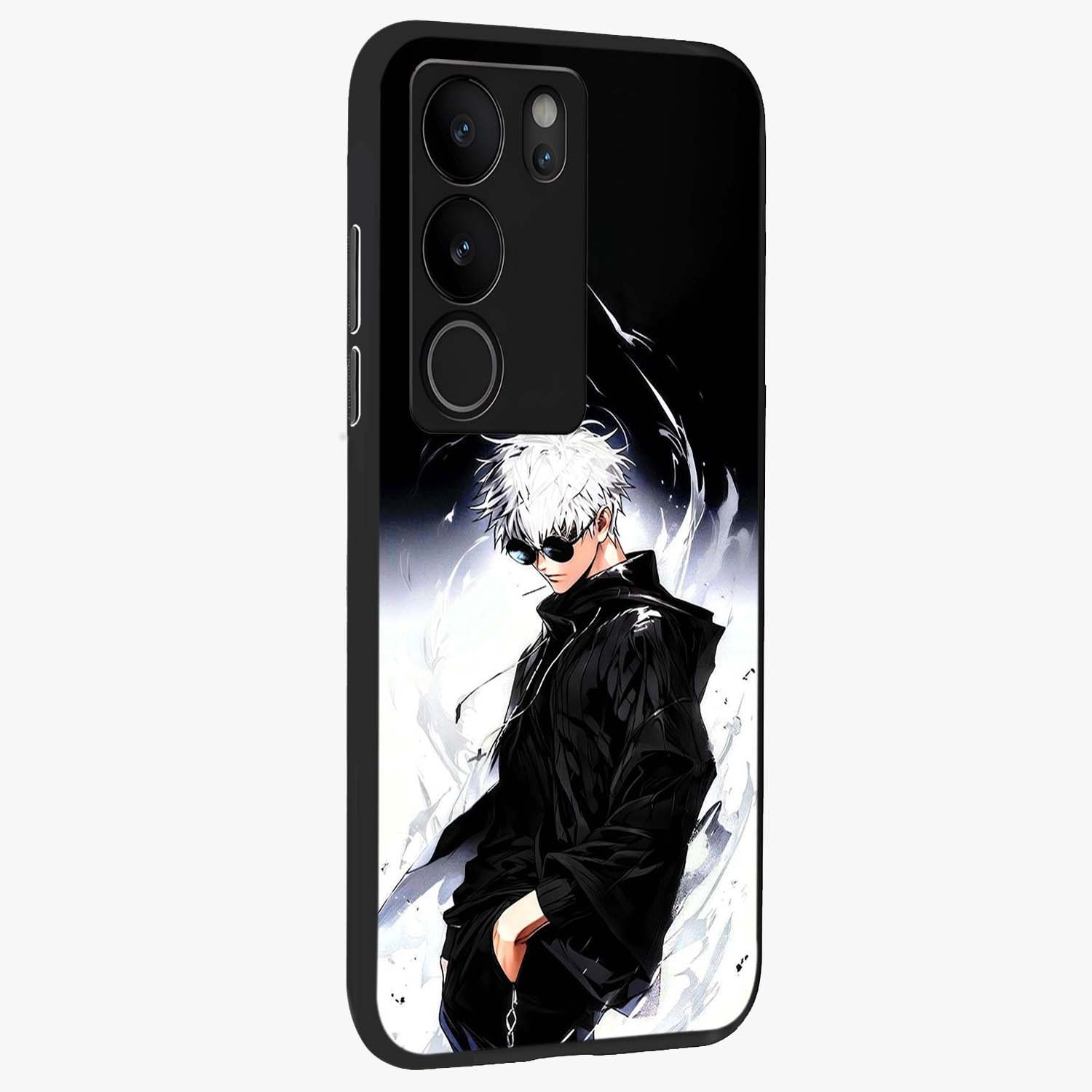 Limitless Shadow King Glass Case upright view showcasing bold shadow warrior artwork with epic fantasy theme.