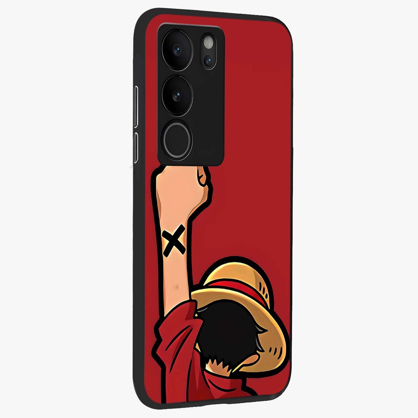 Luffy X Spirit Glass Case upright view showcasing striking anime artwork with adventurous character theme.