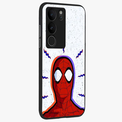 Omg Spiderman Glass Case upright view showcasing energetic superhero artwork with vibrant comic theme.
