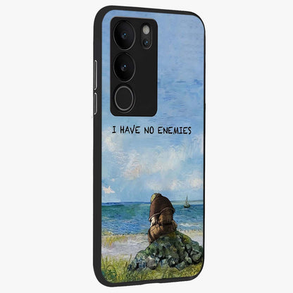 Peace Beyond War Glass Case upright view showcasing powerful peace symbol artwork with inspirational theme.