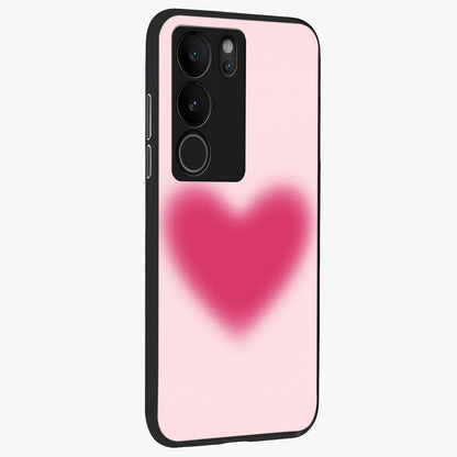 Pink Aura Heart Glass Case upright view showcasing romantic heart artwork with soft pastel theme.