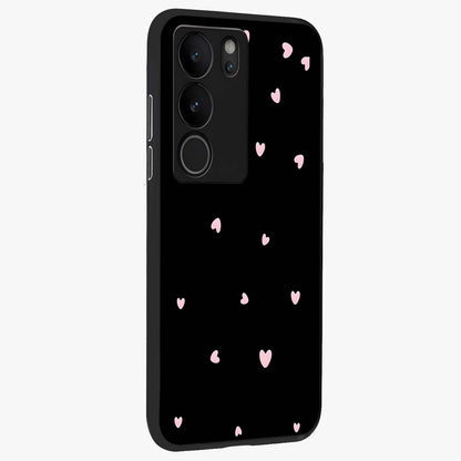 Pink Love Drops Glass Case upright view showcasing charming heart drop artwork with romantic playful theme.