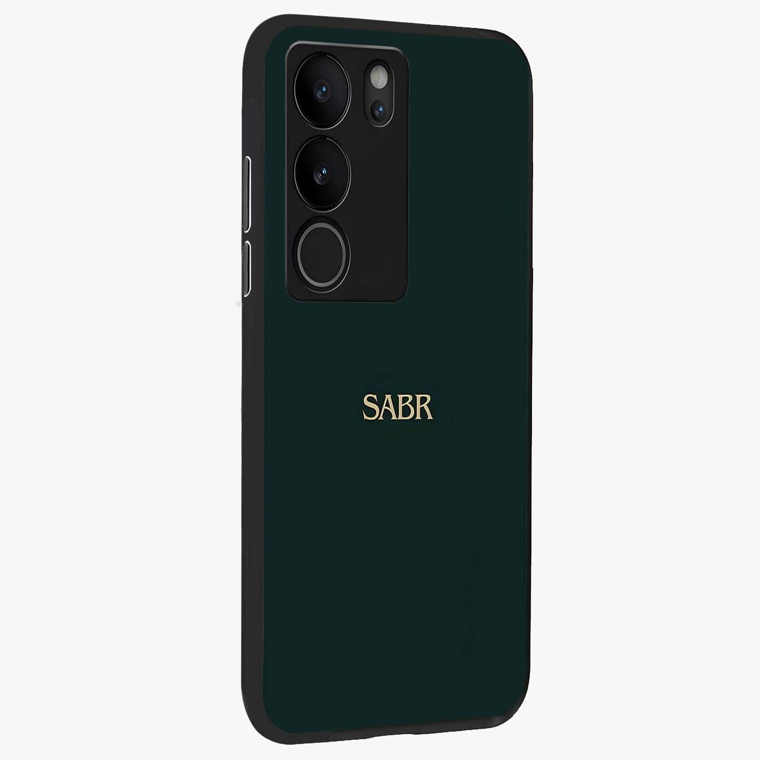 Sabr Minimal Patience Glass Case upright view showcasing calm minimalist artwork with motivational patience theme.