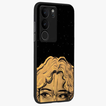 Shri Krishna Art Glass Case upright view showcasing sacred Krishna themed artwork with peaceful devotional style.