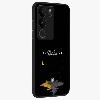 Silent Night Row Glass Case upright view showcasing tranquil night artwork with serene landscape theme.