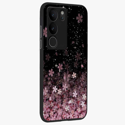 Small Starry Flowers Glass Case upright view showcasing charming floral artwork with dreamy starry theme.