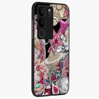 Starlit Jewel Dream Glass Case upright view showcasing radiant star inspired artwork with magical night theme.