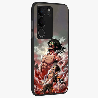 Titan Awakening Fury Glass Case upright view showcasing intense titan artwork with epic fantasy theme.