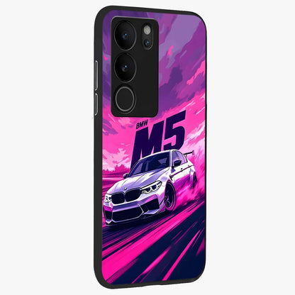 Velocity Drift Pulse Glass Case upright view showcasing powerful racing artwork with energetic motorsport theme.