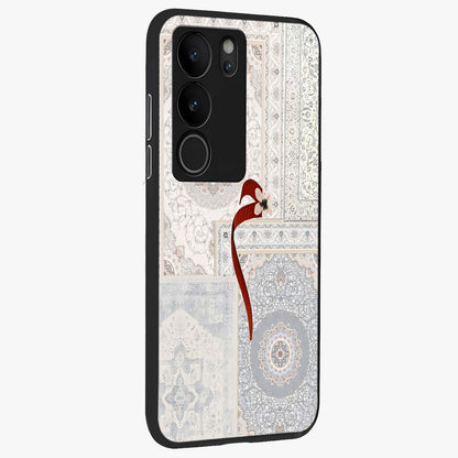 White Aesthetic Bow Glass Case upright view showcasing delicate ribbon bow artwork with cute minimalist theme.