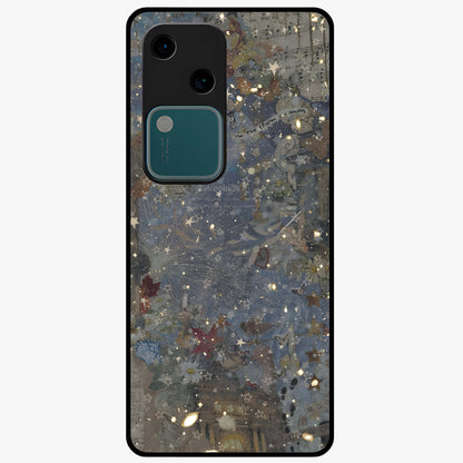 Aesthetic Astrolophia Glass Case showing flat back view with dreamy aesthetic design and glossy glass finish.
