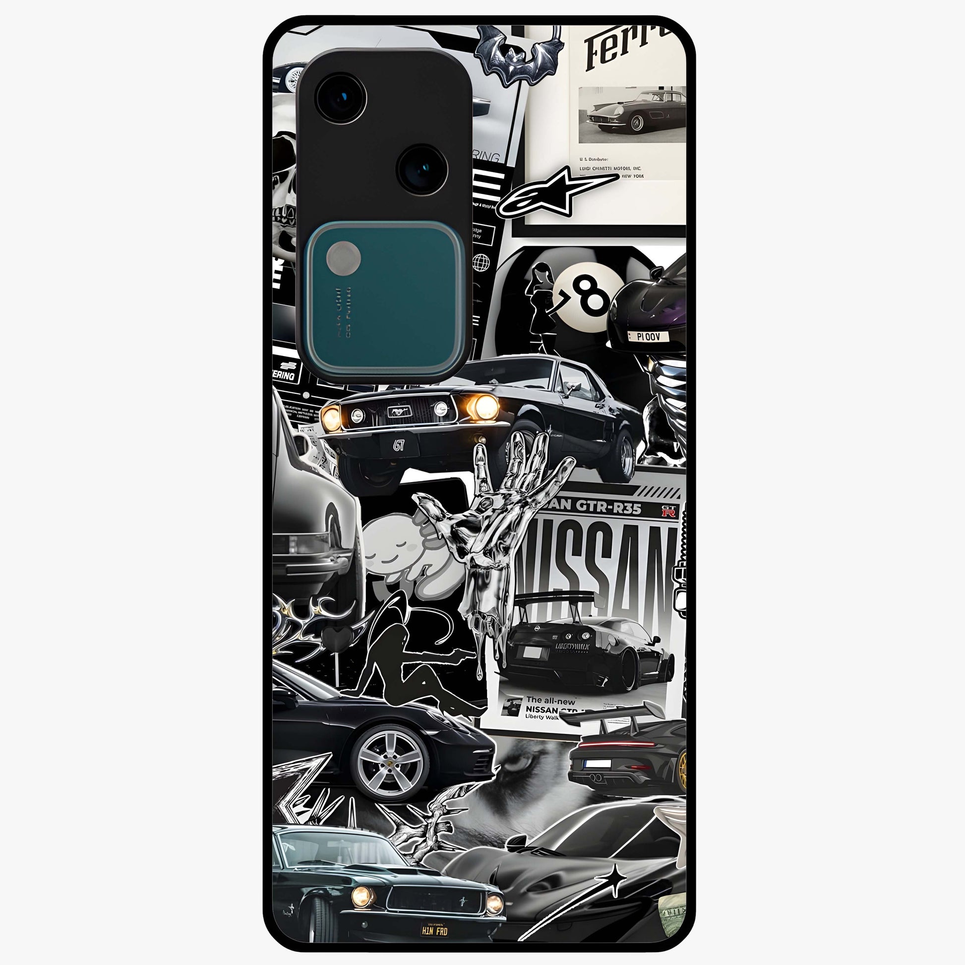 Aesthetic Dark Love Glass Case showing flat back view with dark romantic artwork and glossy glass finish.